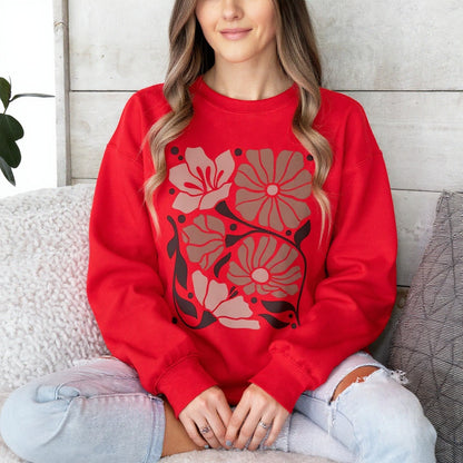 Abstract Boho Floral -  Gildan Crewneck Sweatshirt