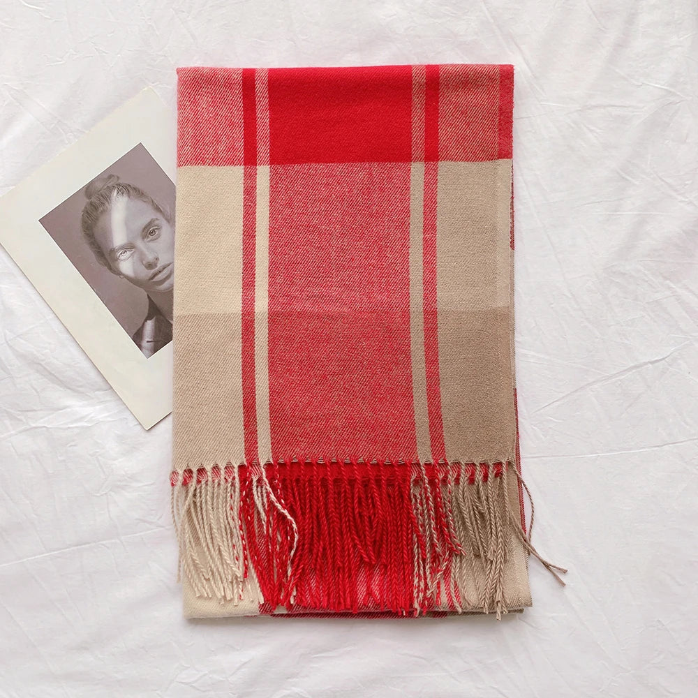 Winter Heart Plaid Pattern Pashmina