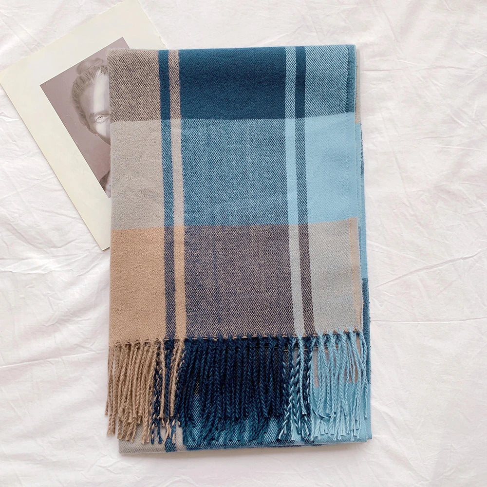 Winter Heart Plaid Pattern Pashmina