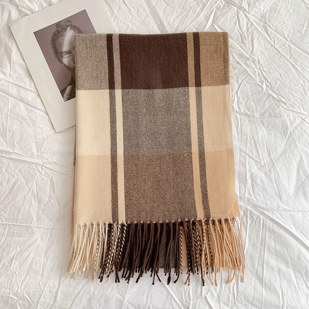 Winter Heart Plaid Pattern Pashmina