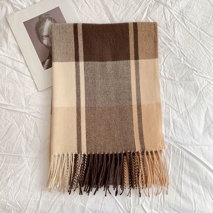 Winter Heart Plaid Pattern Pashmina