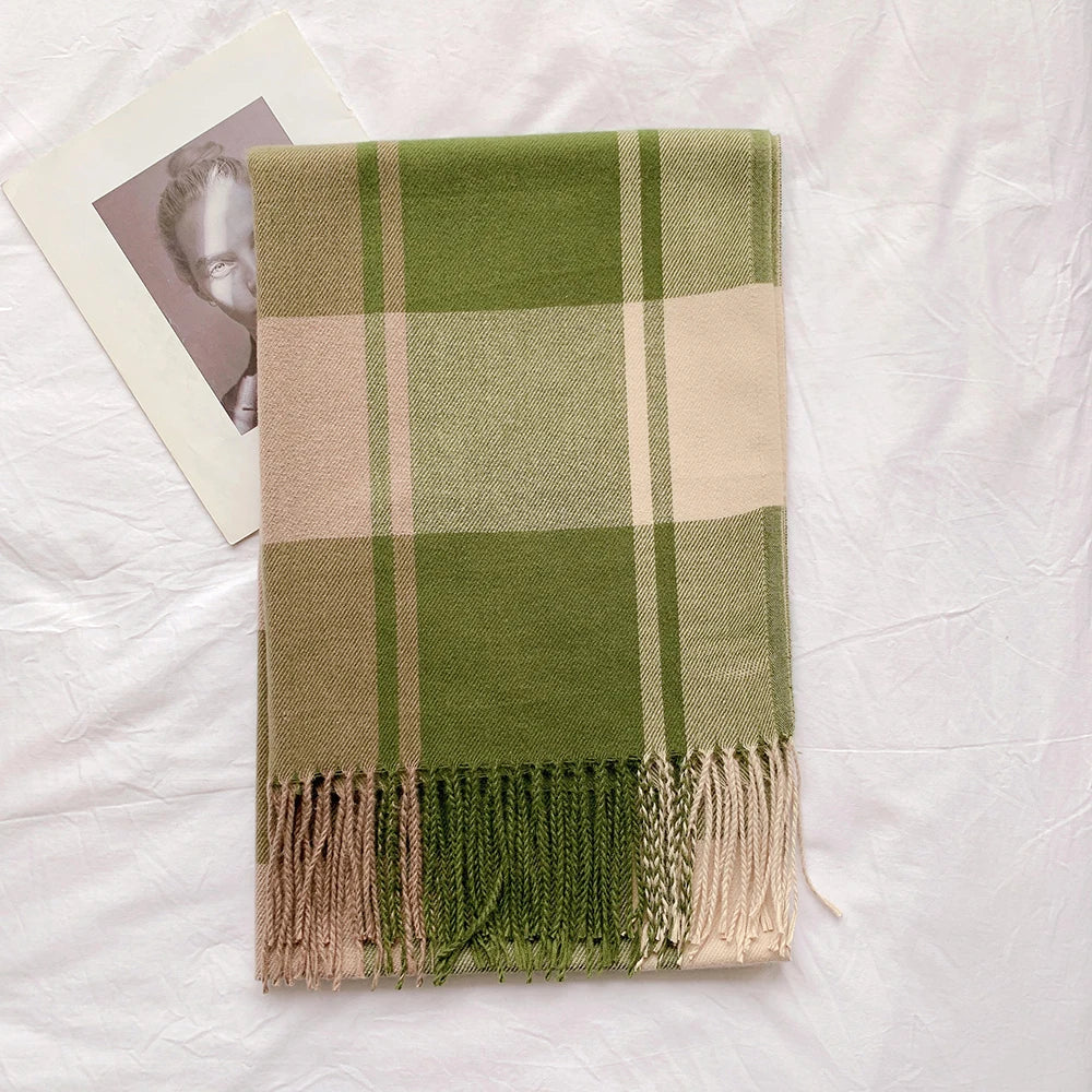 Winter Heart Plaid Pattern Pashmina