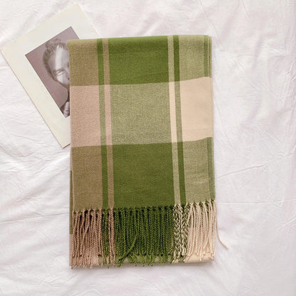 Winter Heart Plaid Pattern Pashmina
