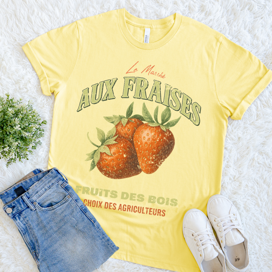 Aux Fraises - Bella Canvas Super Soft Fitted T Shirt