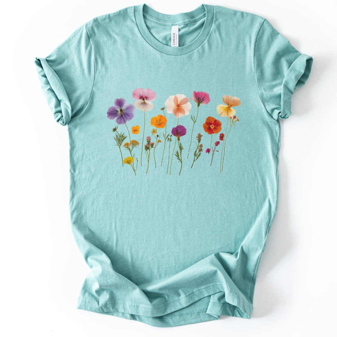 Pressed Flowers - Bella Canvas Super Soft Fitted T Shirt