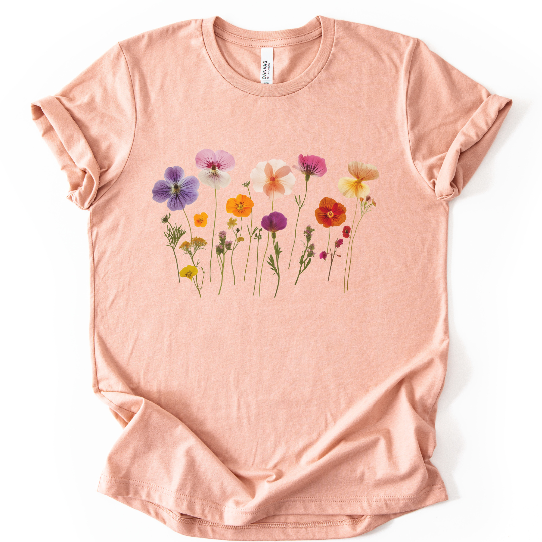 Pressed Flowers - Bella Canvas Super Soft Fitted T Shirt