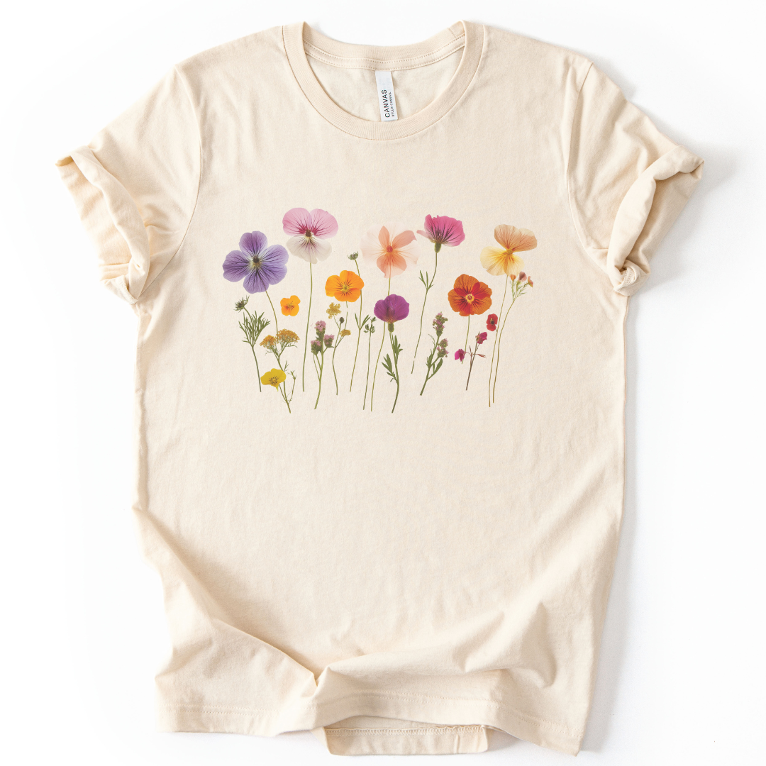 Pressed Flowers - Bella Canvas Super Soft Fitted T Shirt