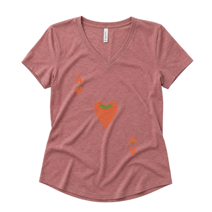 The Ace Of Strawberries, Vintage Distressed Print - Super Soft V Neck