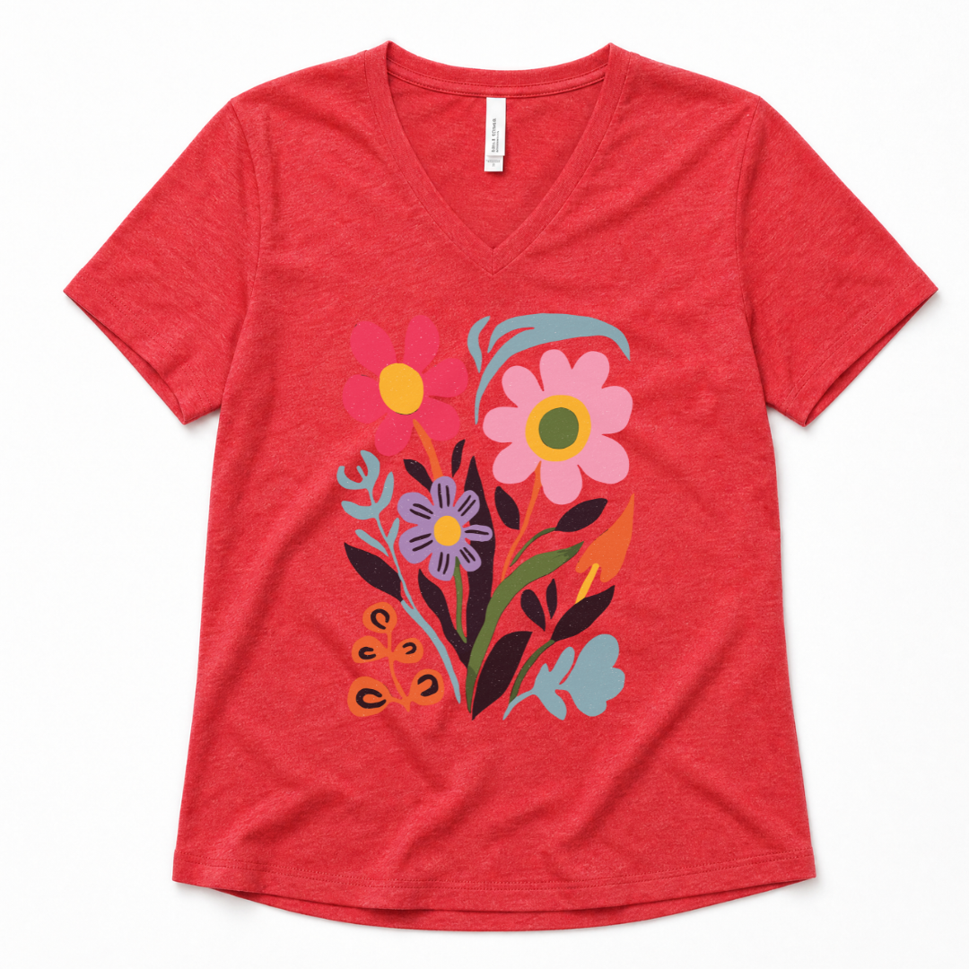 Vivid Floral - Super Soft V-Neck