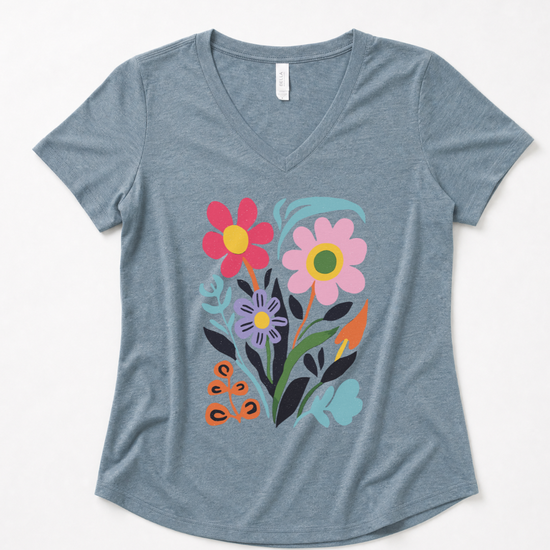 Vivid Floral - Super Soft V-Neck