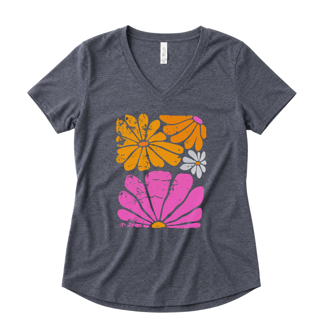 Sunbloom Boho Vintage Floral - Super Soft V-Neck