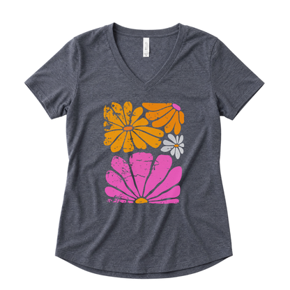 Sunbloom Boho Vintage Floral - Super Soft V-Neck