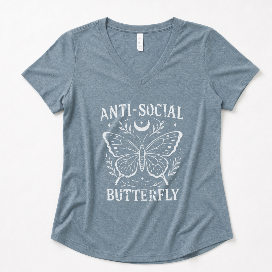 Anti - Social Butterfly - Super Soft V Neck