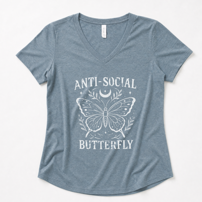 Anti - Social Butterfly - Super Soft V Neck