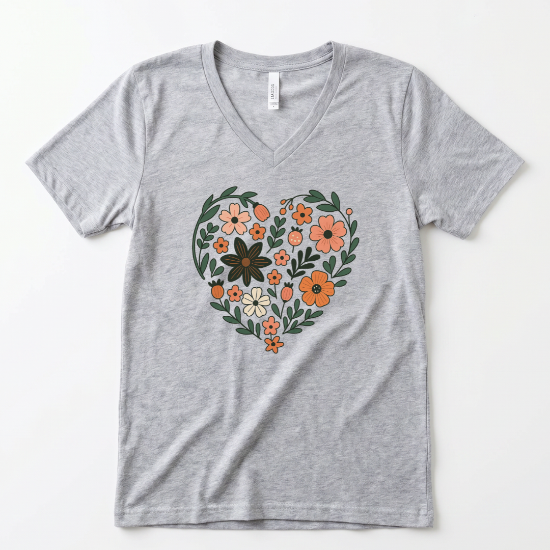 Flower Heart - Super Soft V Neck