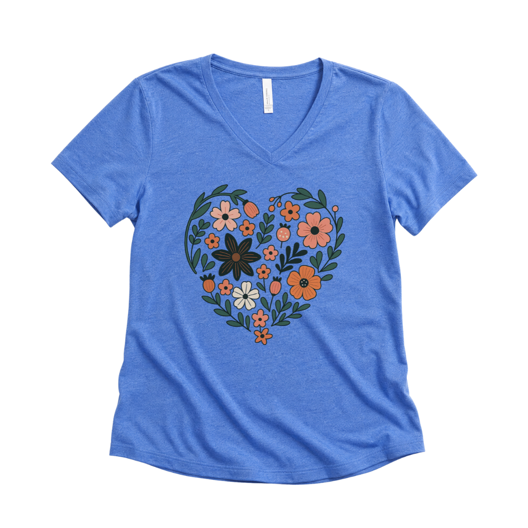 Flower Heart - Super Soft V Neck