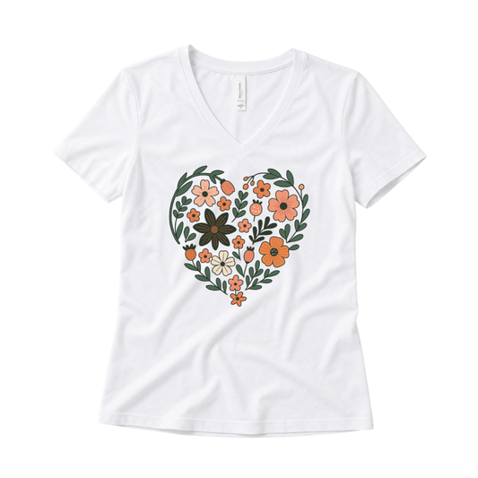 Flower Heart - Super Soft V Neck