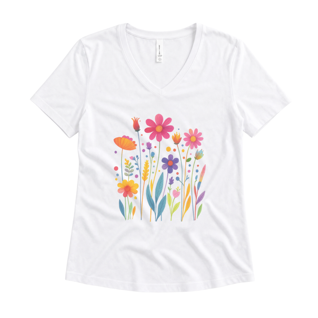 Vibrant Wildflower - Super Soft V Neck