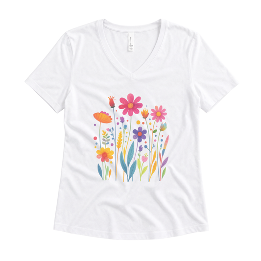 Vibrant Wildflower - Super Soft V Neck