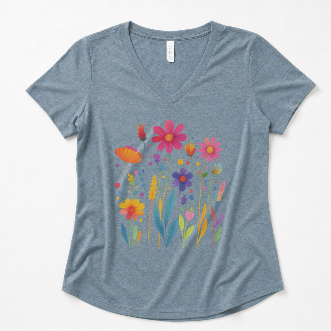 Vibrant Wildflower - Super Soft V Neck