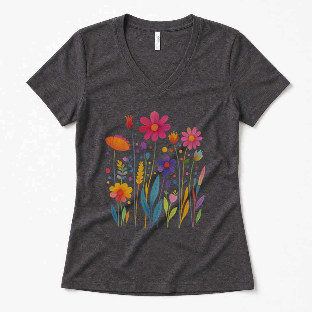 Vibrant Wildflower - Super Soft V Neck