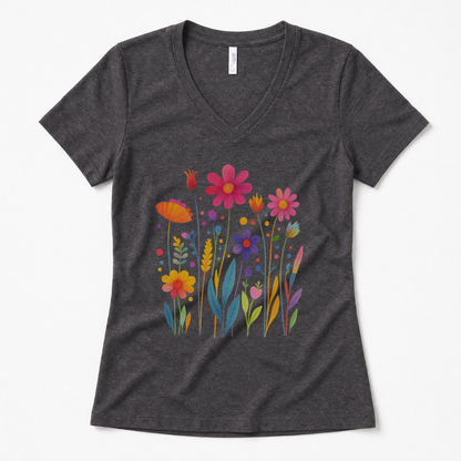 Vibrant Wildflower - Super Soft V Neck