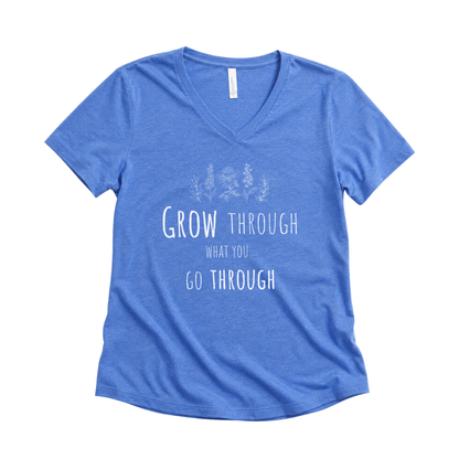 Grow Through What  You Go Through - Super Soft V Neck