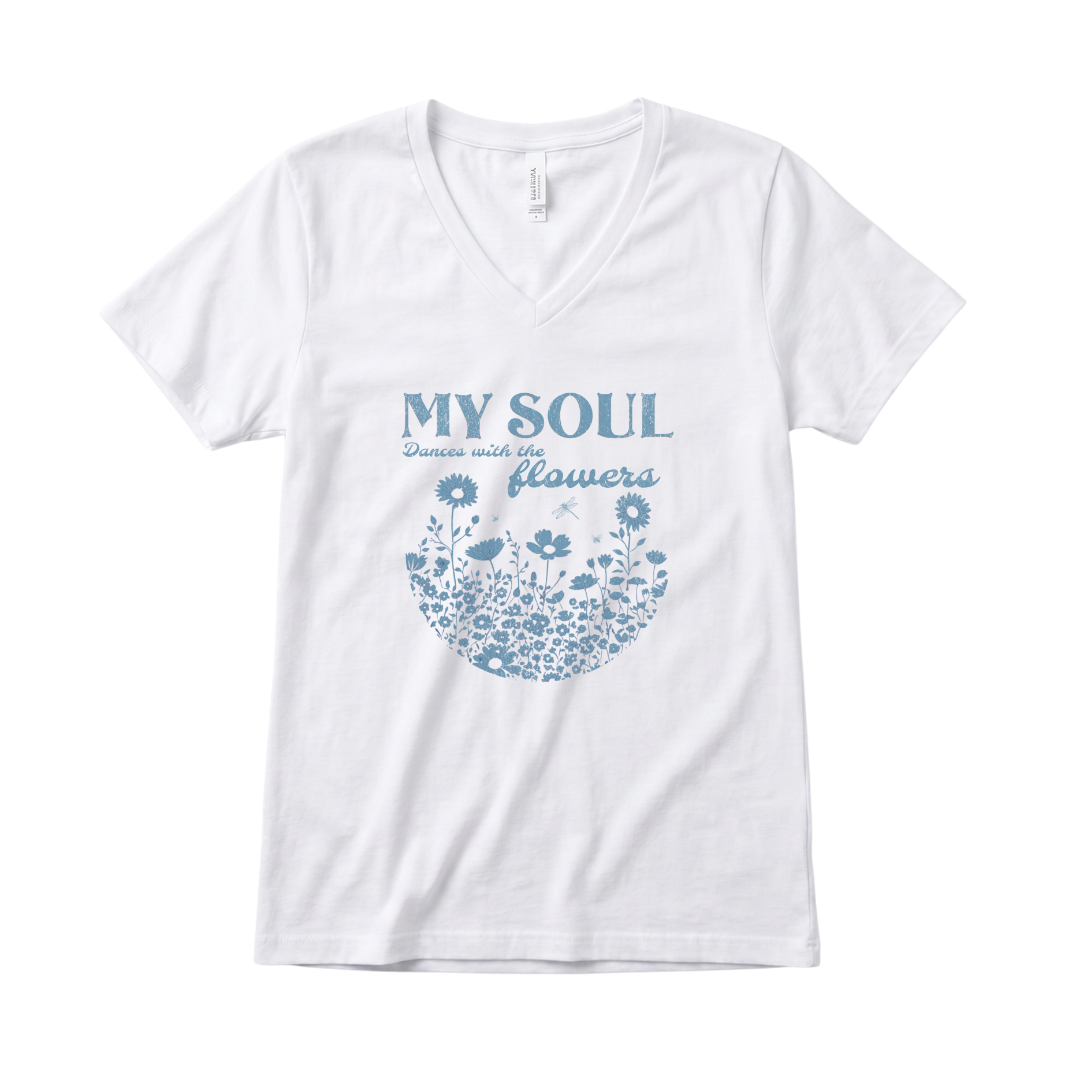 My Soul Dances With The Flowers - Super Soft V Neck