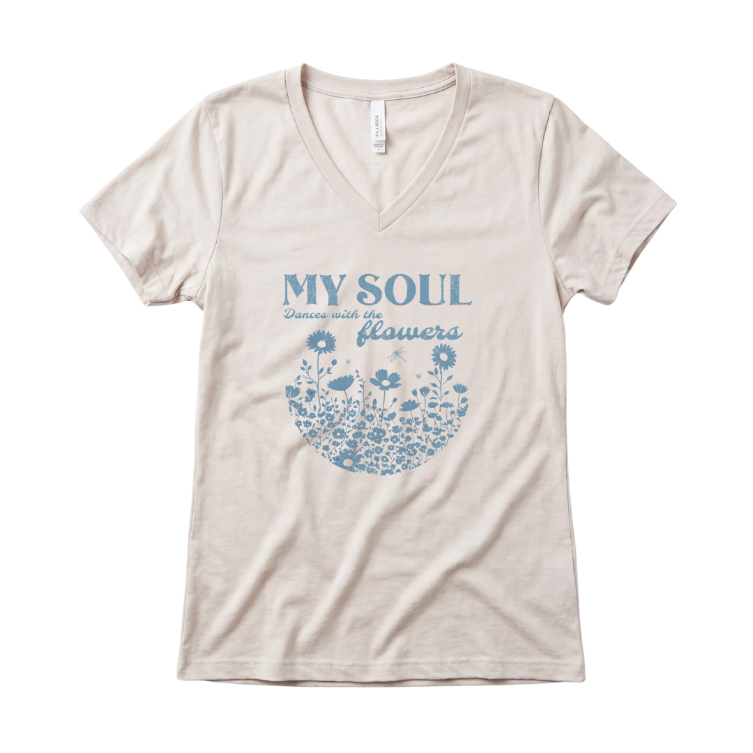 My Soul Dances With The Flowers - Super Soft V Neck