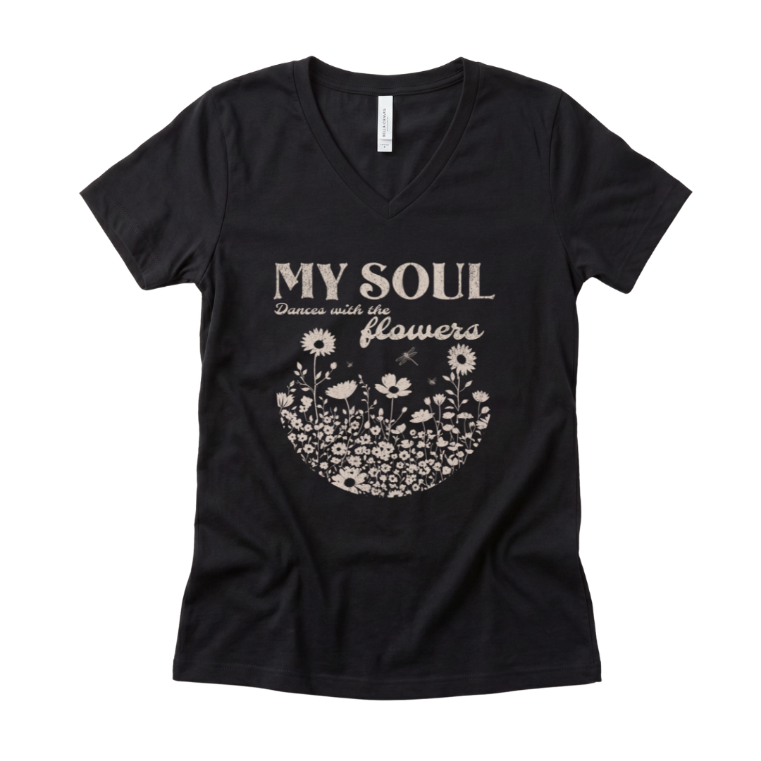 My Soul Dances With The Flowers - Super Soft V Neck