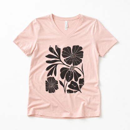 Artistic Boho Floral Print - Super Soft V Neck