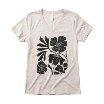 Artistic Boho Floral Print - Super Soft V Neck