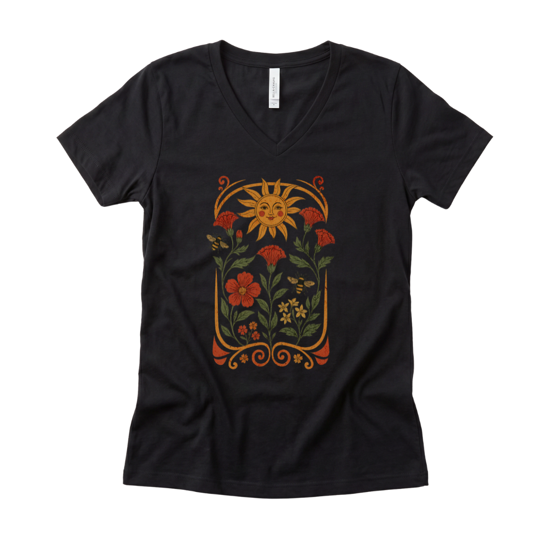 Golden Floral - Super Soft V Neck