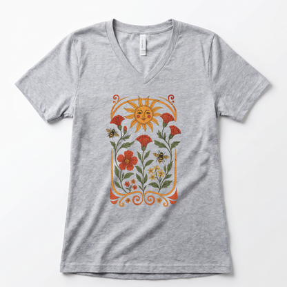 Golden Floral - Super Soft V Neck