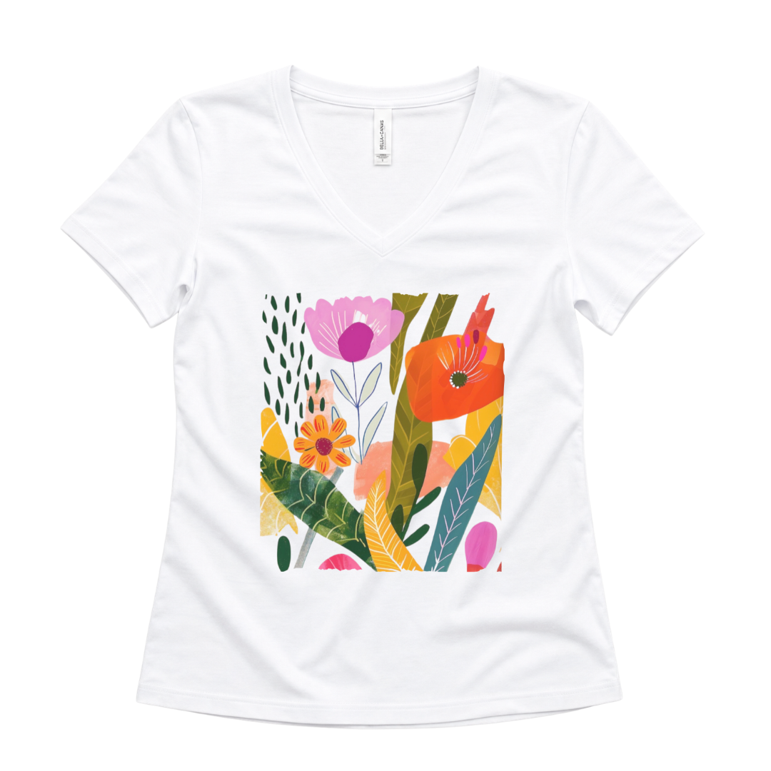 Modern Art Plant Print - Super Soft V Neck