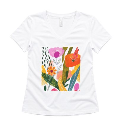 Modern Art Plant Print - Super Soft V Neck