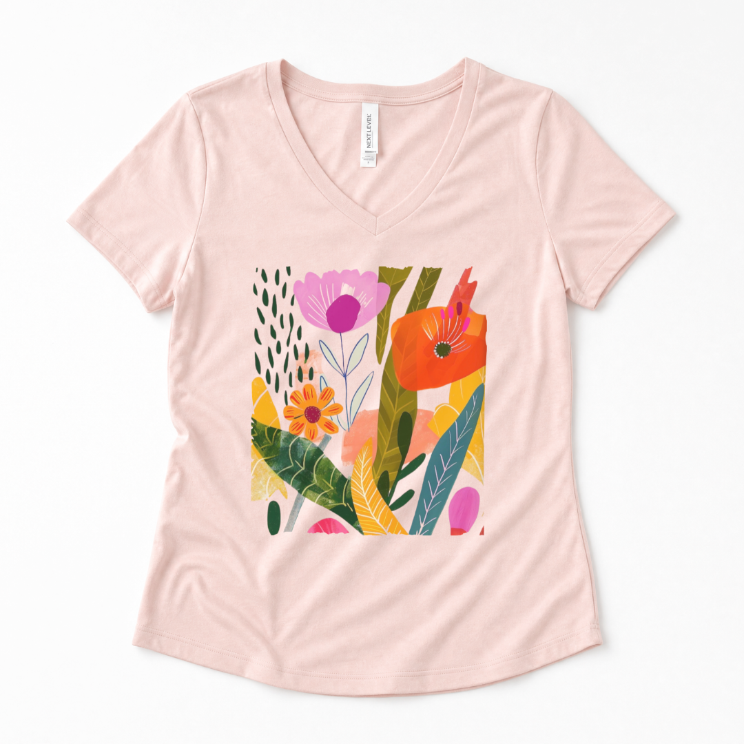 Modern Art Plant Print - Super Soft V Neck
