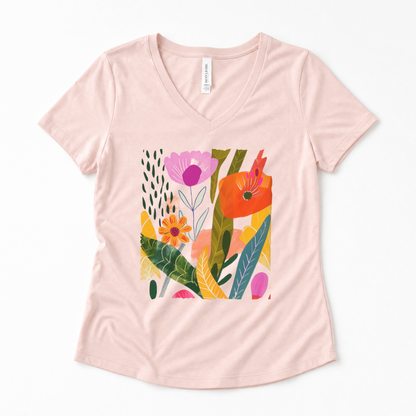 Modern Art Plant Print - Super Soft V Neck