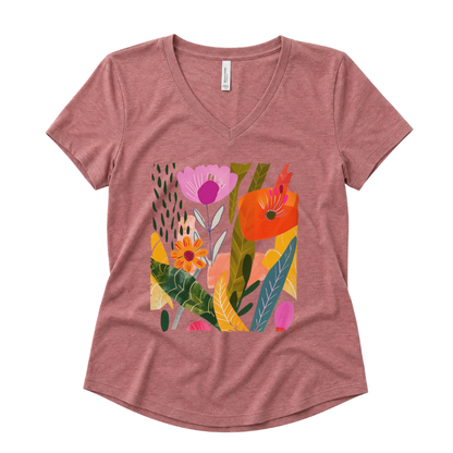 Modern Art Plant Print - Super Soft V Neck