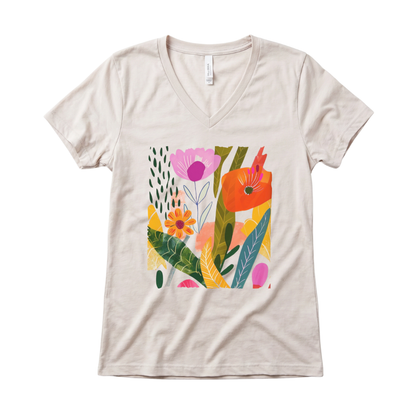 Modern Art Plant Print - Super Soft V Neck