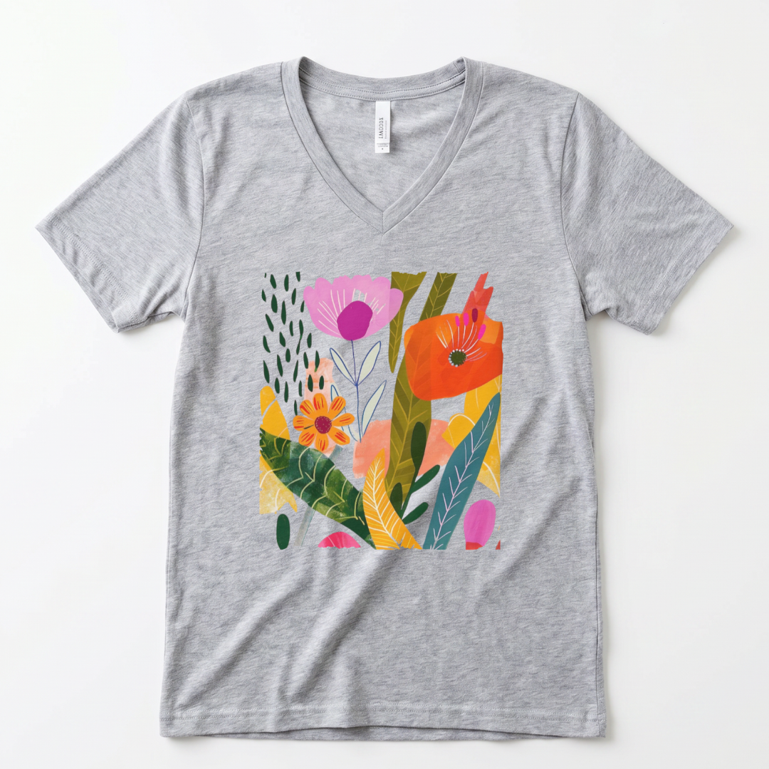Modern Art Plant Print - Super Soft V Neck