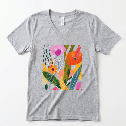 Modern Art Plant Print - Super Soft V Neck
