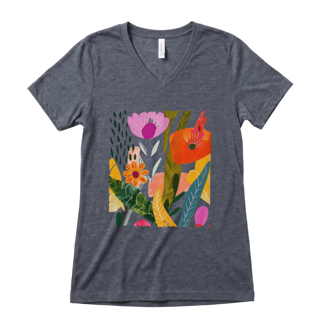 Modern Art Plant Print - Super Soft V Neck