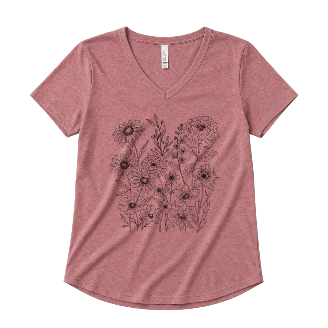 Petal Cartography - Super Soft V Neck1