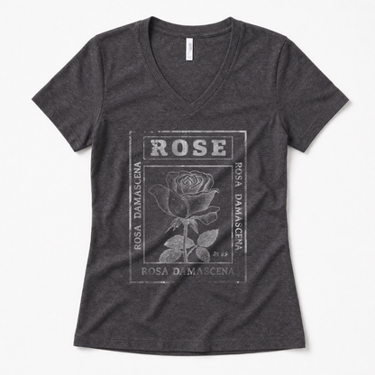 Rosa Damascena, Vintage Faded Print - Super Soft V Neck