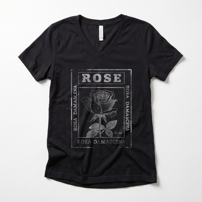 Rosa Damascena, Vintage Faded Print - Super Soft V Neck