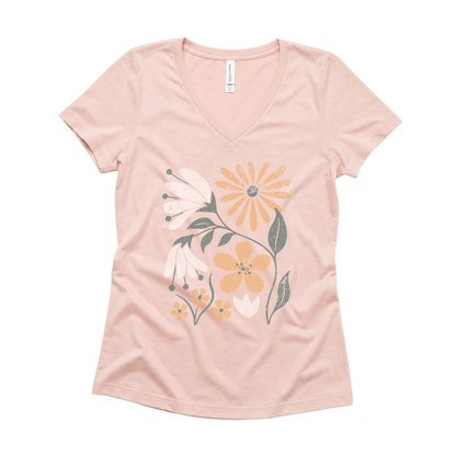 Vintage Distressed Field Of Bloom Floral - Super Soft V Neck