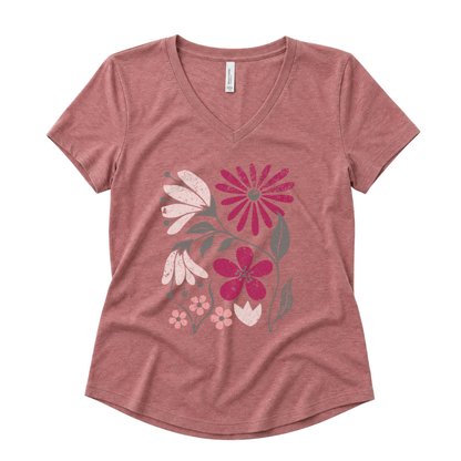 Vintage Distressed Field Of Bloom Floral - Super Soft V Neck