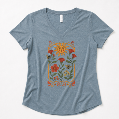 Golden Floral - Super Soft V Neck