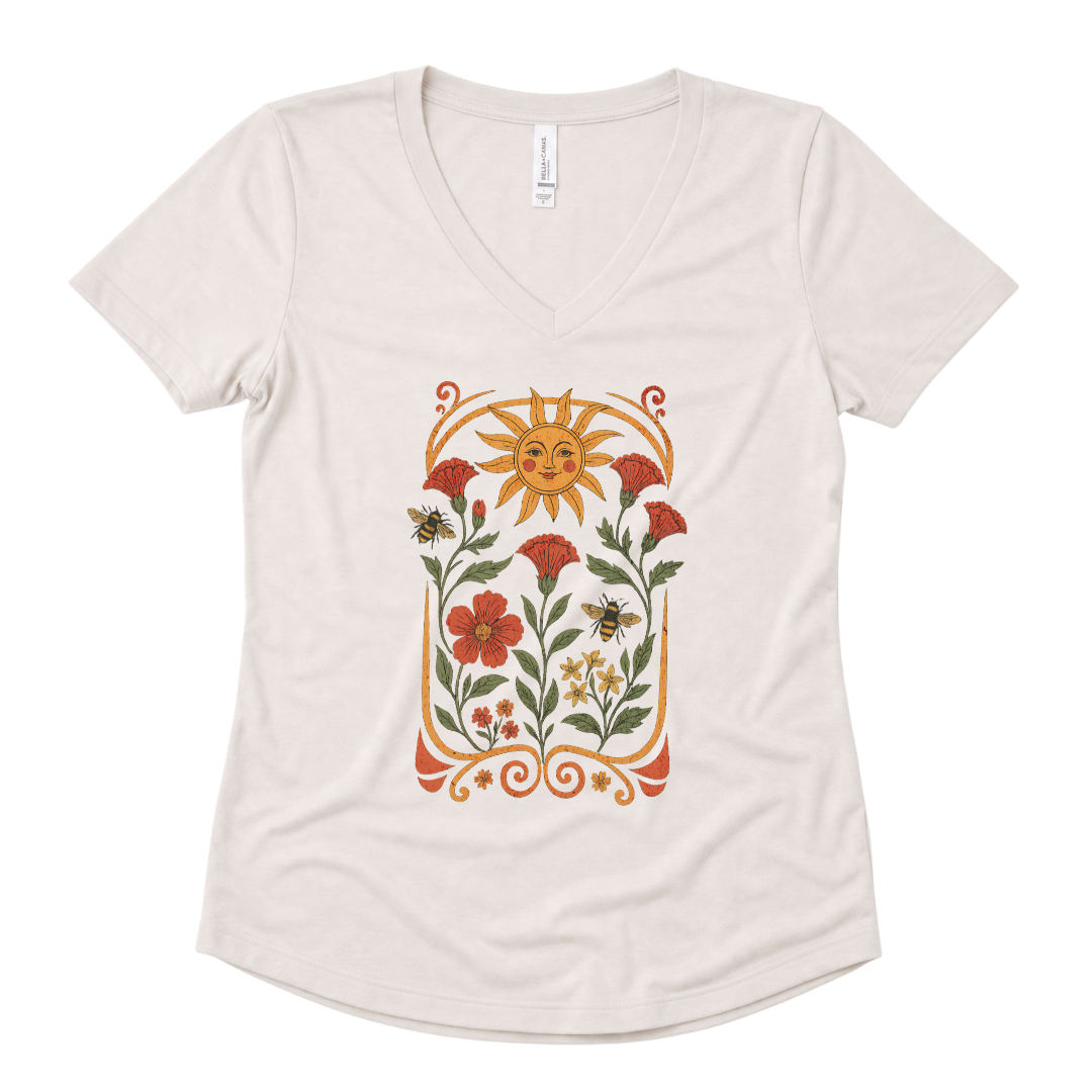 Golden Floral - Super Soft V Neck